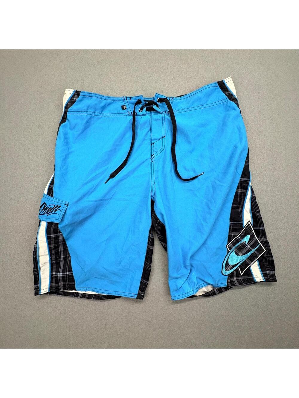 Vintage O'Neill Blue and Black Plaid Board Shorts Size Large